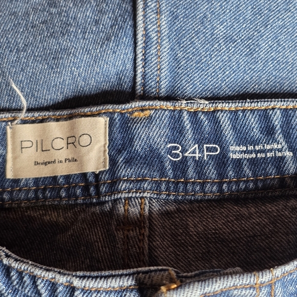 Pilcro Silver Studded Cuff Crop Jeans 34P High Rise 100% Cotton Y2K Glam - Picture 7 of 8